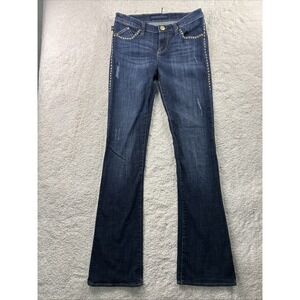 Rock and Republic Bootcut Dark Wash Denim Jeans Sz 4L Vtg 2000s Y2K Sexy Studded